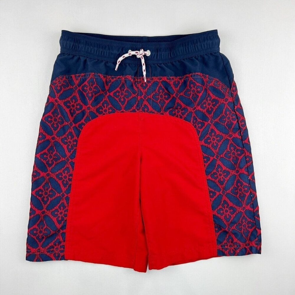 Lands End Color Block Board Shorts In Navy/Red - Picture 2 of 9